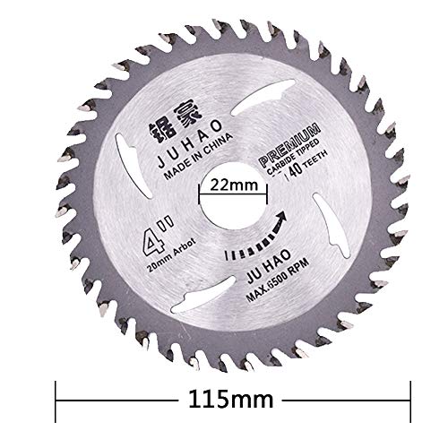 BETOY 3 Piezas Hoja de Sierra Circular, Disco de TCT Hojas de Sierra Circular Disco de corte giratorio de plata, para Madera Contrachapada corte de madera 110 mm x 20 mm 40 Dientes