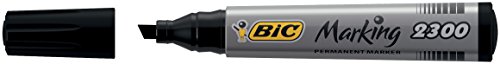 BIC Marking 2300 ECOlutions - Caja de 12 unidades, marcadores permanentes punta media biselada, color negro