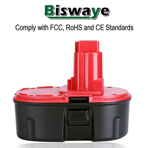 Biswaye 2 Pack DC9096 batería de repuesto 18 V 3000 mAh para Dewalt 18 V inalámbrico Power Tools paquete de batería DE9096 DE9098 DW9095 DW9096 DW9098 DE9503 DC9099 DC9098 DE9039 DE9095, Ni-CD