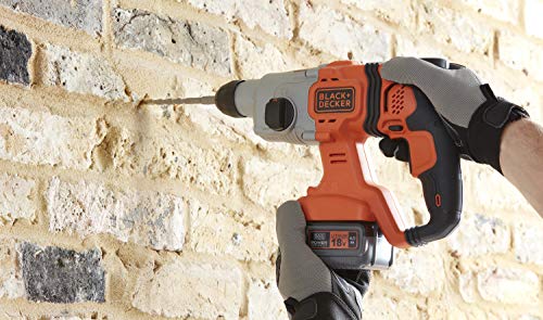 BLACK+DECKER BCD900M1K-QW Martillo SDS-Plus 18V con 1 batería 4Ah, naranja y negro