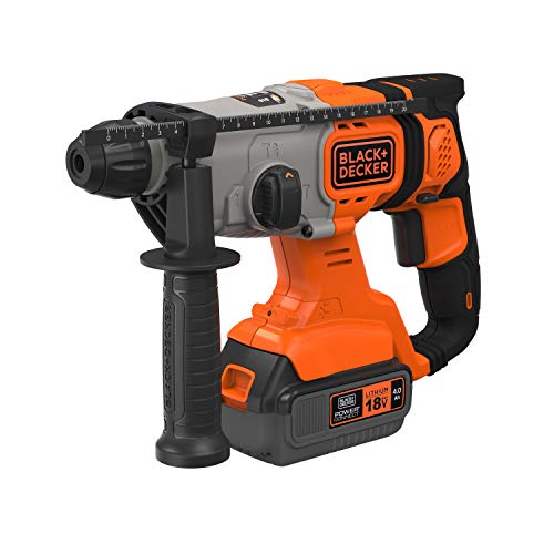 BLACK+DECKER BCD900M1K-QW Martillo SDS-Plus 18V con 1 batería 4Ah, naranja y negro