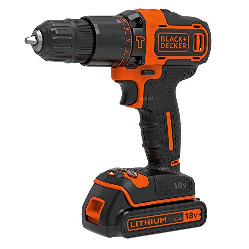 BLACK+DECKER BCK24D2S-QW - Taladro Percutor 18V (21.000 ipm) y amoladora 125 mm 18V, con 2 baterías litio 2Ah y bolsa de transporte