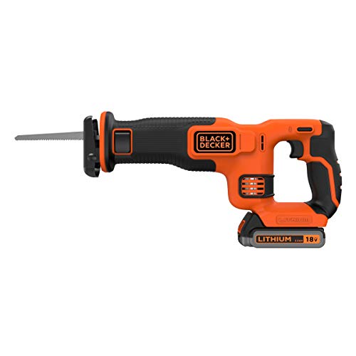 Black+Decker BDCR18E1-QW - Sierra de sable inalámbrica (1 batería, 1 hoja de 140 mm)