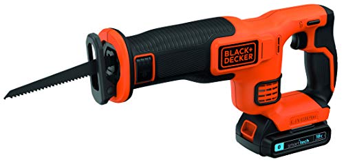 Black+Decker BDCR18E1-QW - Sierra de sable inalámbrica (1 batería, 1 hoja de 140 mm)