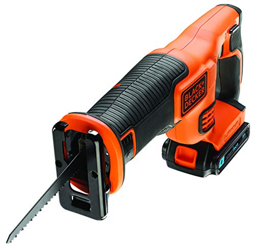 Black+Decker BDCR18E1-QW - Sierra de sable inalámbrica (1 batería, 1 hoja de 140 mm)