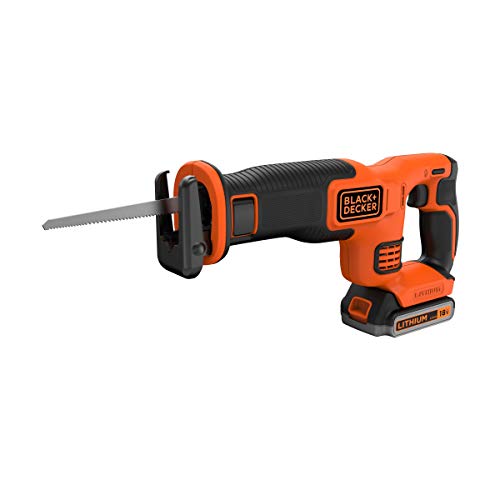 Black+Decker BDCR18E1-QW - Sierra de sable inalámbrica (1 batería, 1 hoja de 140 mm)