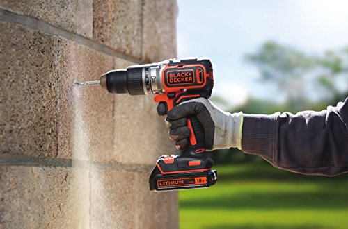 BLACK+DECKER BL188KB-QW - Taladro Percutor Motor Brushless con 2 velocidades 18 V, Incluye 2 Baterías de Litio 1.5 Ah, Cargador y Maletín