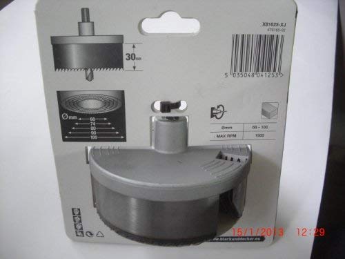 Black+Decker X81025-XJ - 5 brocas de campana de acero al carbono para madera ø 68/74 / 80/90 / 100 mm. Profundidad 30 mm.