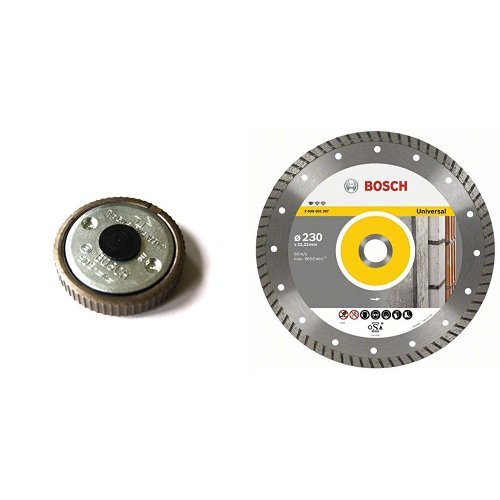 Bosch 1 603 340 031  - Tuerca de sujeción rápida - - (pack de 1) + Disco tronzador de diamante - Universal Turbo - 125 x 22,23 x 2 x 10 mm