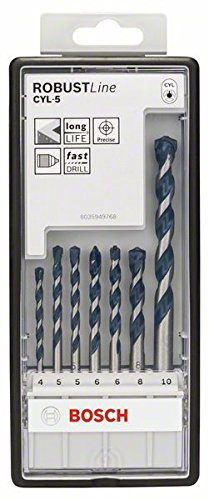 Bosch 2 608 588 167 - Juego de 7 brocas para hormigón Robust Line CYL-5-4; 5; 5; 6; 6; 8; 10 mm (pack de 7)