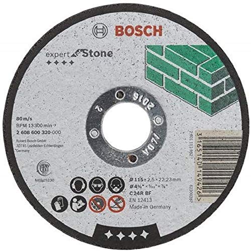 Bosch 2 608 600 320 - Disco de corte recto Expert for Stone - C 24 R BF, 115 mm, 2,5 mm (pack de 1)
