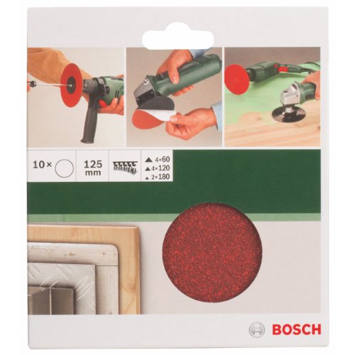 Bosch 2 609 256 B47 - Juego de hojas de lija de 10 piezas para amoladora angular y taladradora