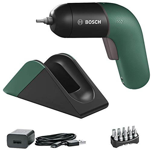 Bosch Atornillador a Batería IXO Set, 6.a Generación, Recargable con su Estación de Carga o Cable Micro-USB, Regulación de la Velocidad, en Caja, Verde