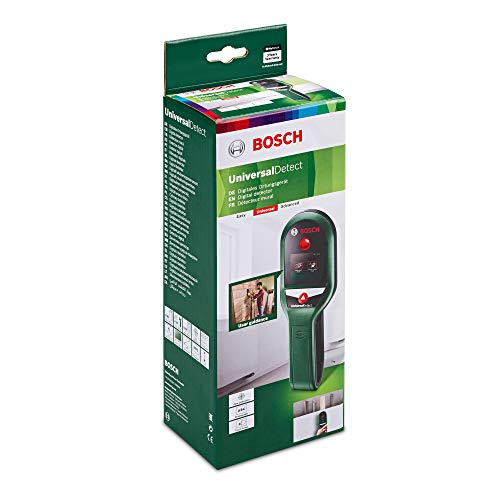 Bosch Detector digital UniversalDetect (4 pilas AAA, cartón, profundidad maximima Detección metales no ferrosos: 50 mm, metales ferrosos: 100 mm, corriente eléctrica: 250 mm), Talla Única, Verde