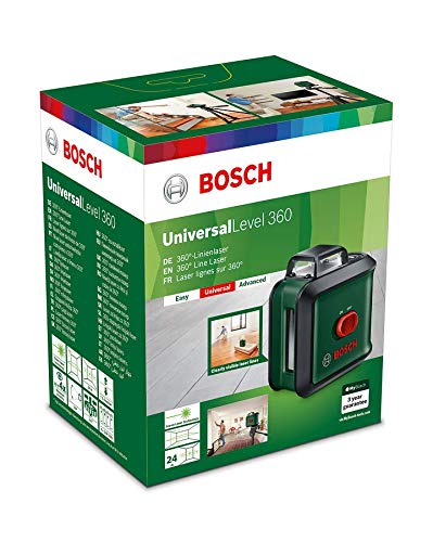 Bosch DIY Measuring Tools 0603663E00 Bosch Nivel UniversalLevel 360 (láser Verde, Alcance: hasta 24 m precisión: ± 0,4 mm/m, con autonivelación: hasta ± 4°, 4X Pilas AA, en Caja)