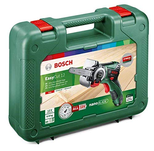 Bosch EasyCut 12 - Sierra a batería con tecnología NanoBlade (12V, hoja de sierra, 1 batería 12V 2,5Ah, cargador y maletín)