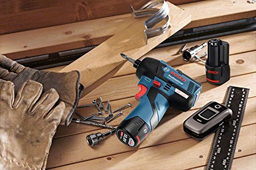 Bosch GDR 12V-110 Professional - Atornillador de impacto a batería, 2 baterías 2.5 Ah, cargador rápido, L-BOXX (12 V, par de giro máx 110 Nm, diámetro de broca M 4 - M 12)