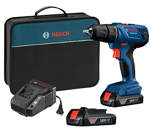 Bosch GSR18V-190B22 18V Kit de taladro/destornillador compacto de 1/2 pulgada con (2) baterías de 1.5 Ah Slim Pack