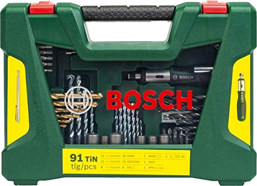 Bosch Home and Garden 2607017195 Bosch V-Line Titanio - Maletín de 91 unidades para taladrar y atornillar, 0 W, 0 V, Set Piezas