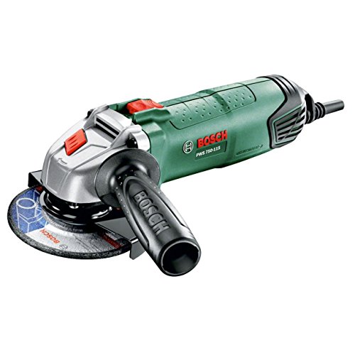 Bosch Miniamoladora PWS 750-115 (con disco de diamante, 750 W y Ø 115 mm)