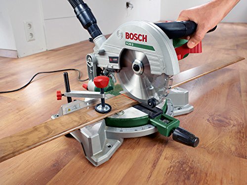 Bosch PCM 8 - Ingletadora en caja de cartón (Pinza, disco de sierra Optiline Wood, saco para polvo, 1.200 W)