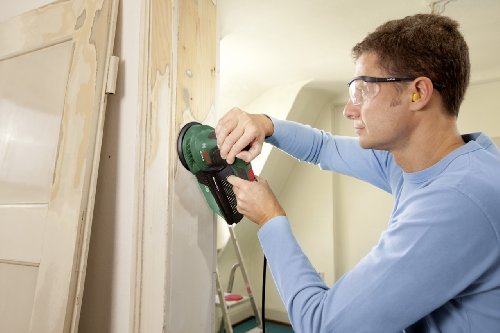 Bosch PEX 300 AE - Lijadora excéntrica con maletín (1x hoja de lija, plato lijador de goma, 270 W)