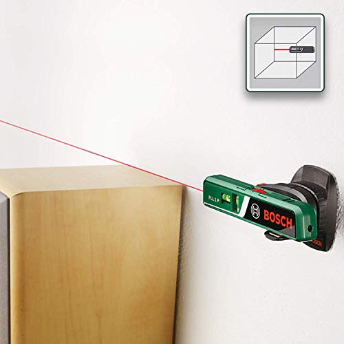 BOSCH PLL 1 P Nivel de burbuja 1.5 V, Negro, Verde, Rojo, (montaje en pared)