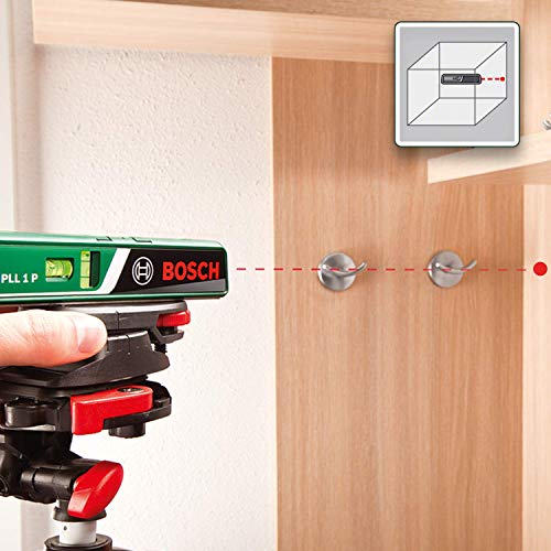 BOSCH PLL 1 P Nivel de burbuja 1.5 V, Negro, Verde, Rojo, (montaje en pared)