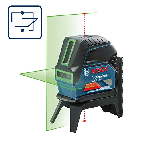 Bosch Professional 0601066J00 GCL 2-15 G Nivel Verde, Puntos de plomada, Alcance: 15 m, 3 Pilas, Soporte Giratorio RM 1, Placa reflectora de Medida del láser, maletín, 1.5 V