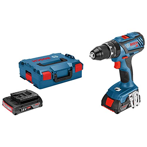 Bosch Professional 18V System GSB 18V-28 - Taladro percutor a batería (63 Nm, 1900 rpm, 2 baterías x 2,0 Ah, en L-BOXX)