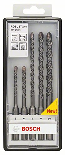 Bosch Professional 2 607 019 927 Bosch 927-Juego de 5 Brocas para martillos perforadores Robust Line SDS-plus-5-Ø 5,6 x 115mm, 6,8,10 x 165mm (Pack de 5), Set de 5 Piezas