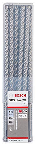 Bosch Professional 2608576198 - Juego de 30 brocas para martillo SDS Plus-7X (para hormigón armado, hormigón y mampostería, 10 x 200 x 265 mm, accesorios para martillo perforador)