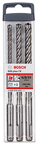 Bosch Professional 2608576201 - Juego de 3 brocas para martillo SDS Plus-7x (para hormigón armado, hormigón y mampostería, accesorios para martillo perforador)