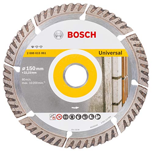Bosch Professional 2608615061 Disco de corte de diamante estándar para uso universal (hormigón y mampostería, 150 x 22,23 mm, accesorios), Talla, Ø 150 mm x 1