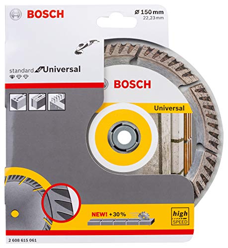 Bosch Professional 2608615061 Disco de corte de diamante estándar para uso universal (hormigón y mampostería, 150 x 22,23 mm, accesorios), Talla, Ø 150 mm x 1