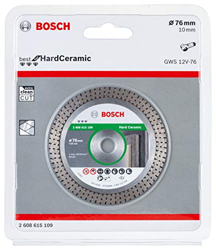 Bosch Professional 2608615109 Disco de corte de diamante (azulejos, 76 x 10 mm, accesorios), Color:, Ø 76 mm