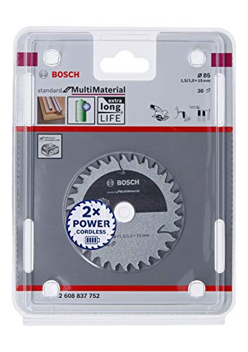 Bosch Professional 2608837752 Disco Standard, MultiMaterial, 30 Dientes, Accesorio de Sierra Circular sin Cables, Color:, 85 x 15 x 1.5 mm