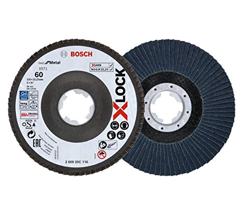 Bosch Professional 260925C116 Disco de láminas X-LOCK, Ø 125 mm, grano K60, diámetro de orificio Ø 22,23 mm, acodado, accesorio de amoladora angular, 60