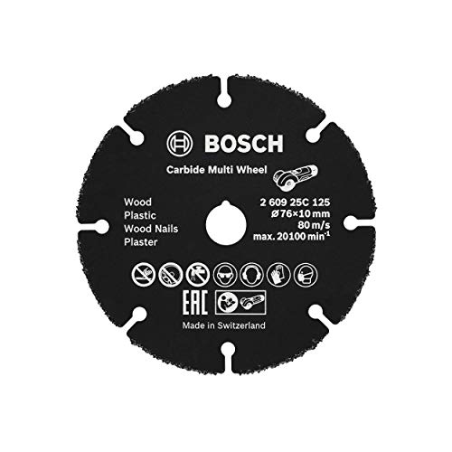 Bosch Professional 260925C125 Disco de Corte Carbide Multi Wheel, Madera con Clavos, plástico, Paneles de Yeso, Tubos de Cobre, Ø 76 mm, diámetro del Or, 10 mm
