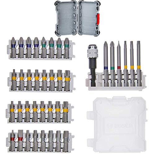 Bosch Professional 40 unidades para atornillar (Pick and Click, puntas muy resistentes para atornillar, con portapuntas universal)