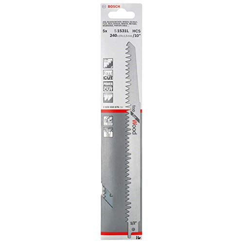 Bosch Professional Bosch 2 608 650 676 Hojas de Sierra Sable S 1531 L, Gris, Set de 5 Piezas