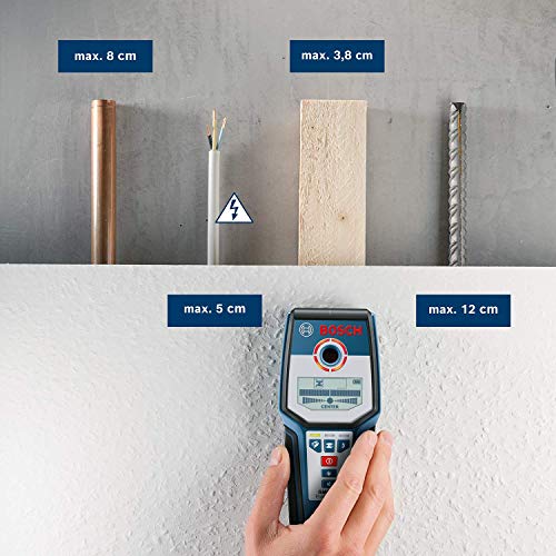 Bosch Professional Detector de pared GMS 120 (detección máx. en madera/metal magnético/metal no magnético/cables con tensión: 38/120/80/50 mm, en caja)