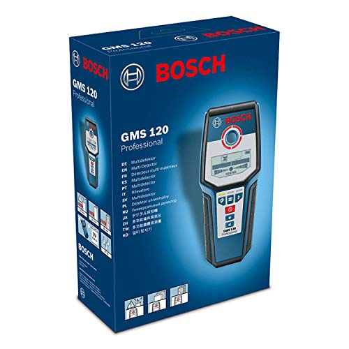 Bosch Professional Detector de pared GMS 120 (detección máx. en madera/metal magnético/metal no magnético/cables con tensión: 38/120/80/50 mm, en caja)