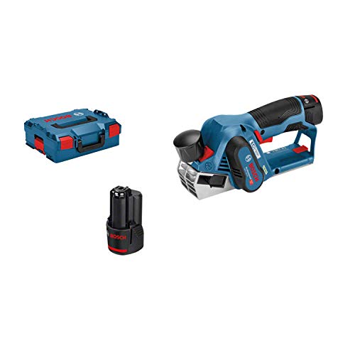 Bosch Professional GHO 12V-20 - Cepillo a batería (2 baterías x 3.0 Ah, 12V, rebaje 17 mm, en L-BOXX)