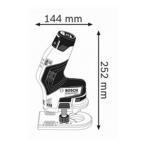 Bosch Professional GKF 12V-8 - Fresadora de cantos a batería (12 V, 13000 rpm, pinzas Ø 6 mm / 8 mm, sin batería, en caja)