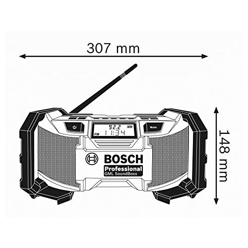 Bosch Professional GML Soundboxx Radio para construcción, doble alimentación, FM/AM, MP3, en caja, 12 W, 18 V, Negro/Azul