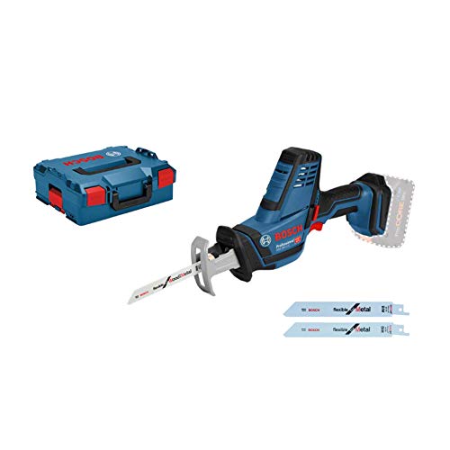 Bosch Professional GSA 18 V-LI C Sierra Sable, 0 3050 CPM, Profundidad de Corte 200 mm, sin batería y Cargador, en L-BOXX