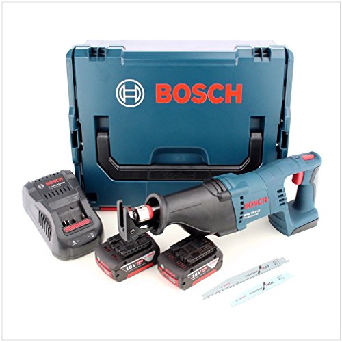 Bosch Professional GSA 18 V-LI - Sierra sable a batería (2 baterías x 5.0 Ah, 18 V, 2.400 - 2.700 cpm, control de velocidad, en L-BOXX)