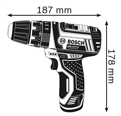 Bosch Professional GSB 12V-15 - Taladro percutor a batería (2 baterías x 2.0 Ah, 12V, en L-BOXX)