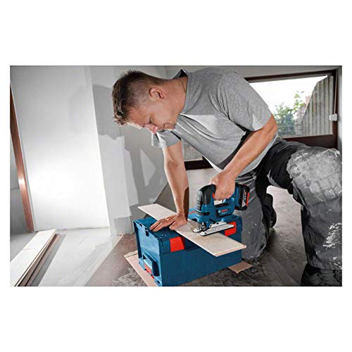 Bosch Professional GST 18 V-LI Sierra de calar, 2700 cpm, electrónica, profundidad de corte 120 mm, sin batería, en L-BOXX, Negro/Azul, 18V